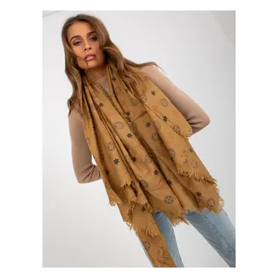 Lady's dark beige scarf with print