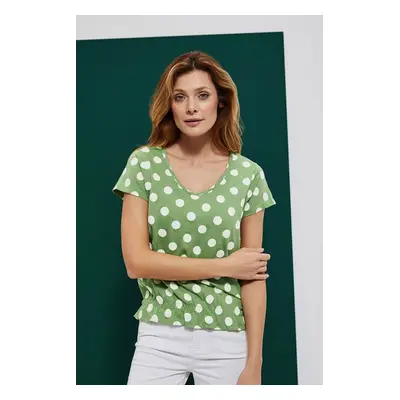 Polka dot blouse with V-neck