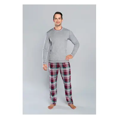 Men's pajamas Walenty, long sleeves, long trousers - melange/print