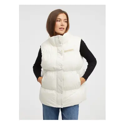 Women's Cream Quilted Converse Super Puffer Vest - Women