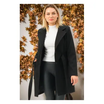 Z6778 DEWBERRY WOMEN'S COAT-LIGHT BLACK