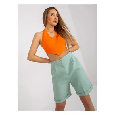 Mint Long Elegant Shorts with Pockets