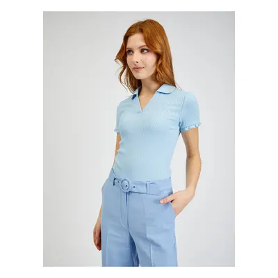 Light blue women's ribbed polo shirt ORSAY - Women