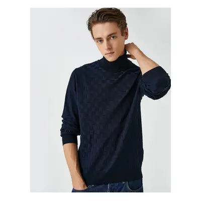 Koton Knitwear Turtleneck Sweater Long Sleeve Check