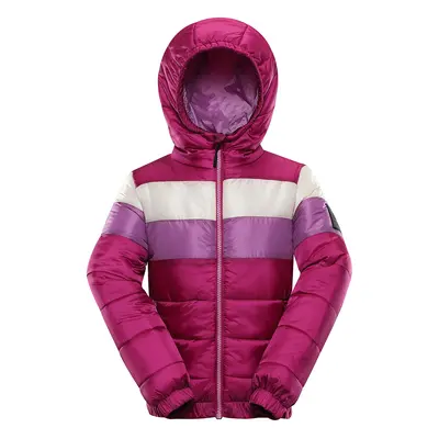 Dark pink hi-therm jacket for girls ALPINE PRO Kisho