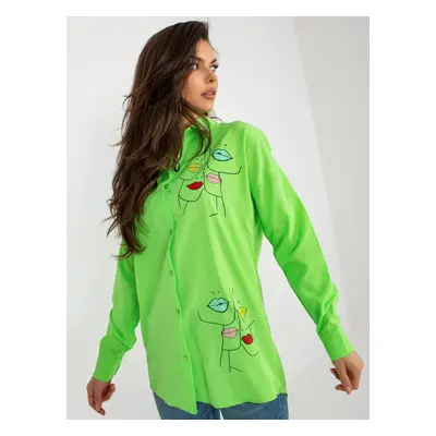 Light green oversized shirt with print