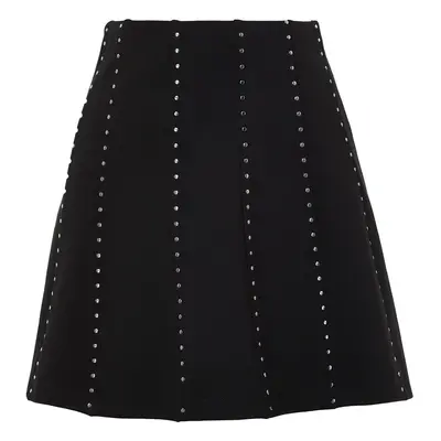 Trendyol Mini Skater/Waist Opened Knitted Skirt with Black Stone Accessories