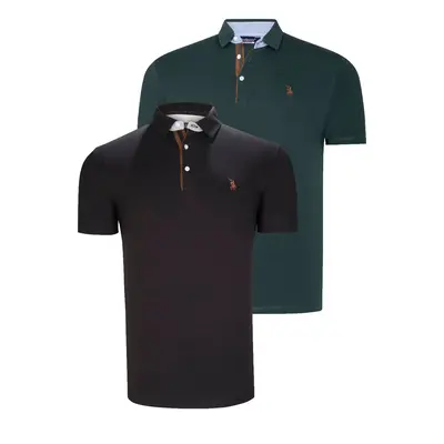 DUAL SET T8582 DEWBERRY MENS T-SHIRT-BLACK-GREEN