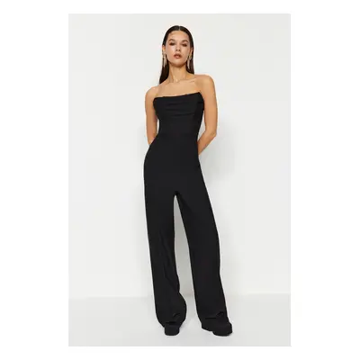 Trendyol Black Woven Jumpsuit with Additional Fabric Detail on Collar and Corset