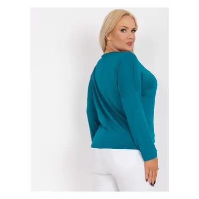 Plus size blouse made of marine viscose with a V-neck Elisa