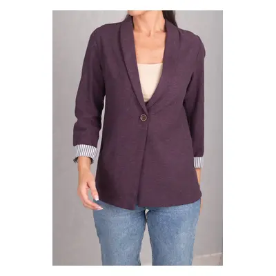 armonika Women's Plum Striped One-Button Jacket