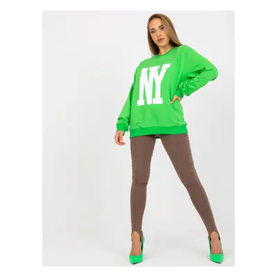 Light green sweatshirt with print without hood