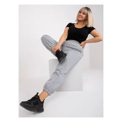 Large size grey melange sweatpants with Banni pockets