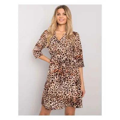 Beige and black Abhiri dress with leopard print