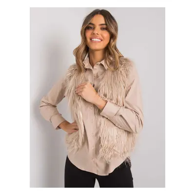 Beige women's fur vest Moncalieri OCH BELLA