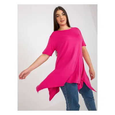 Fuchsia smooth viscose blouse of larger size