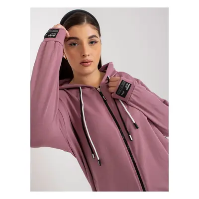 Dusty pink plus size zippered sweatshirt with print on the back