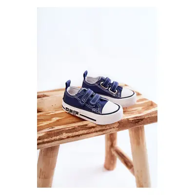 Kids fabric sneakers with Velcro BIG STAR KK374075 Navy blue