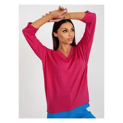 Fuchsia Women's Basic Blouse with 3/4 Sleeves