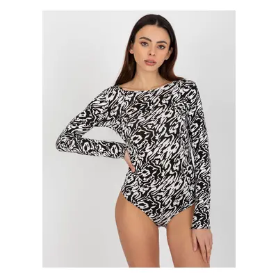 Women's patterned bodysuit - black