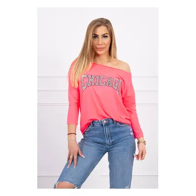 Blouse with Chicago pink neon print