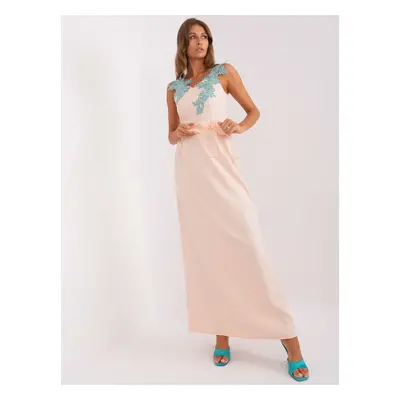 Peach evening dress with straps