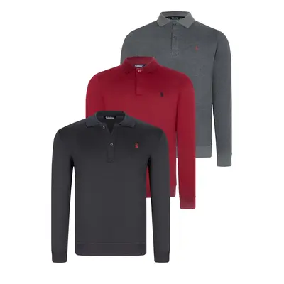 TRIPLE SET V4007 DEWBERRY MEN'S SWEATSHIRT-NAVY-ANTHRACITE-BURGUNDY