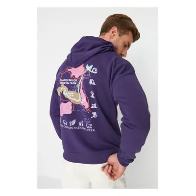 Trendyol Purple Oversize/Wide Cut Fit Hooded Sweatshirt