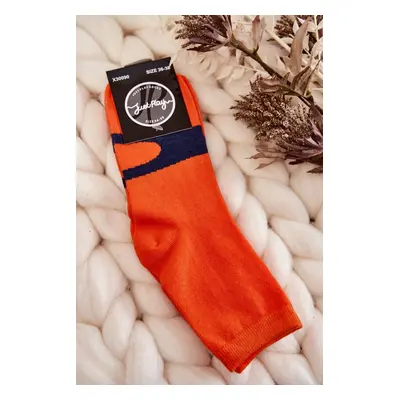 Women's Cotton Socks Navy Pattern Orange