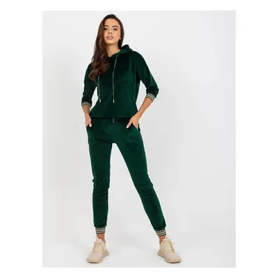 Dark green women's velour set with sweatshirt