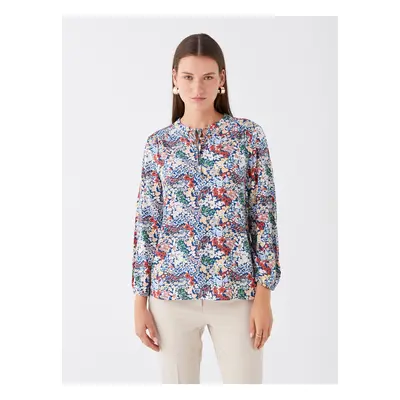 LC Waikiki Tie-Up Collar Floral Long Sleeve Women's Blouse