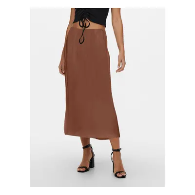 Brown Ladies Satin Maxi Skirt ONLY Mayra - Ladies