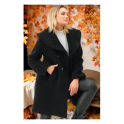 Z6776 DEWBERRY WOMEN'S COAT-PLAIN BLACK