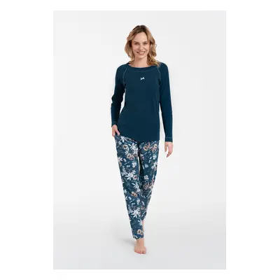 Women's pajamas Hariet long sleeves, long pants - blue-green/print