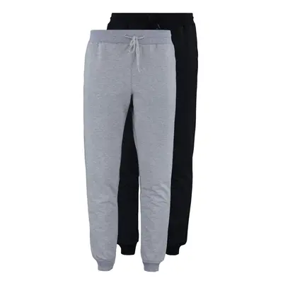 Trendyol Grey-Black Regular/Normal Cut Elasticized Jogger Pack Sweatpants