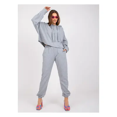 Basic grey melange sweatshirt with trousers