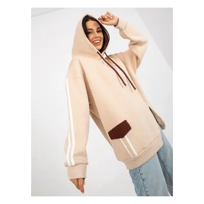 Light beige hoodie with stripes