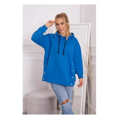 Insulated sweatshirt with snap studs purplish blue