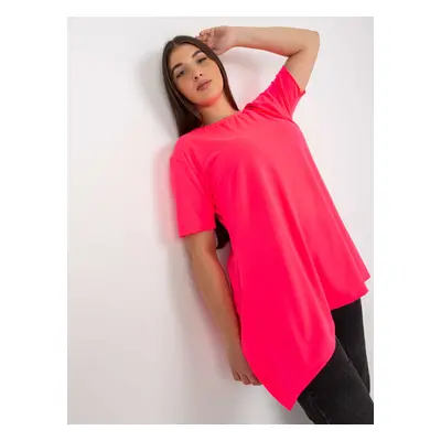 Fluo pink smooth viscose blouse larger size