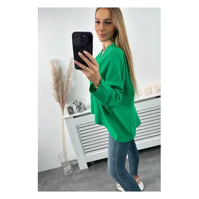 Cotton blouse with rolled-up sleeves green