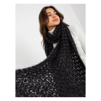 Women's dark grey and black winter scarf