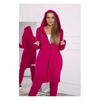 Insulated set with long sweatshirt in fuchsia color