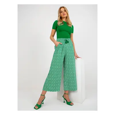 SUBLEVEL patterned green fabric palazzo pants