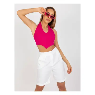 Fuchsia Ribbed Basic Crop Top RUE PARIS