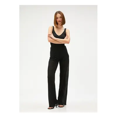 Koton Women's Normal Waist Standard Black Trousers 3sak40002ek