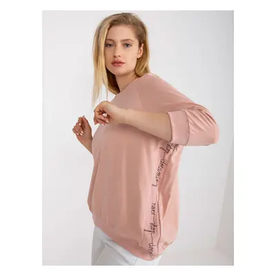 Dusty pink blouse plus size with round neckline