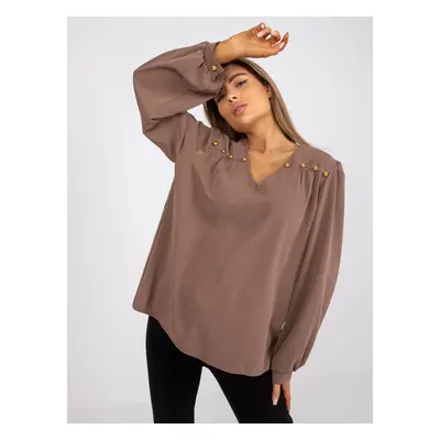 Dark beige formal blouse with loose sleeves