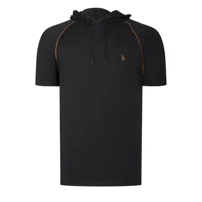 T8570 DEWBERRY HOODED MEN'S T-SHIRT-PLAIN BLACK