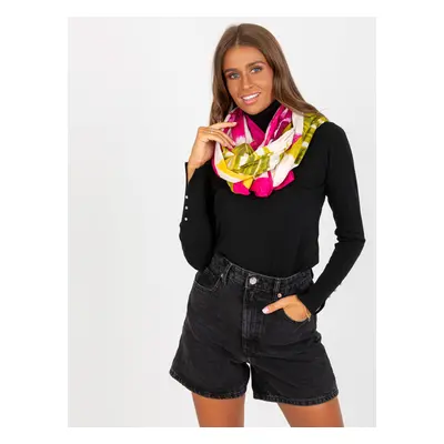 Cotton scarf with white and fuchsia pattern