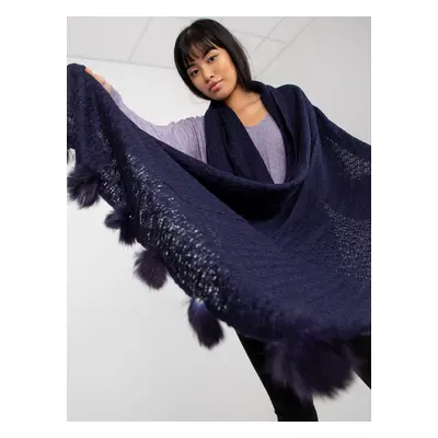 Lady's dark blue scarf with lace pattern